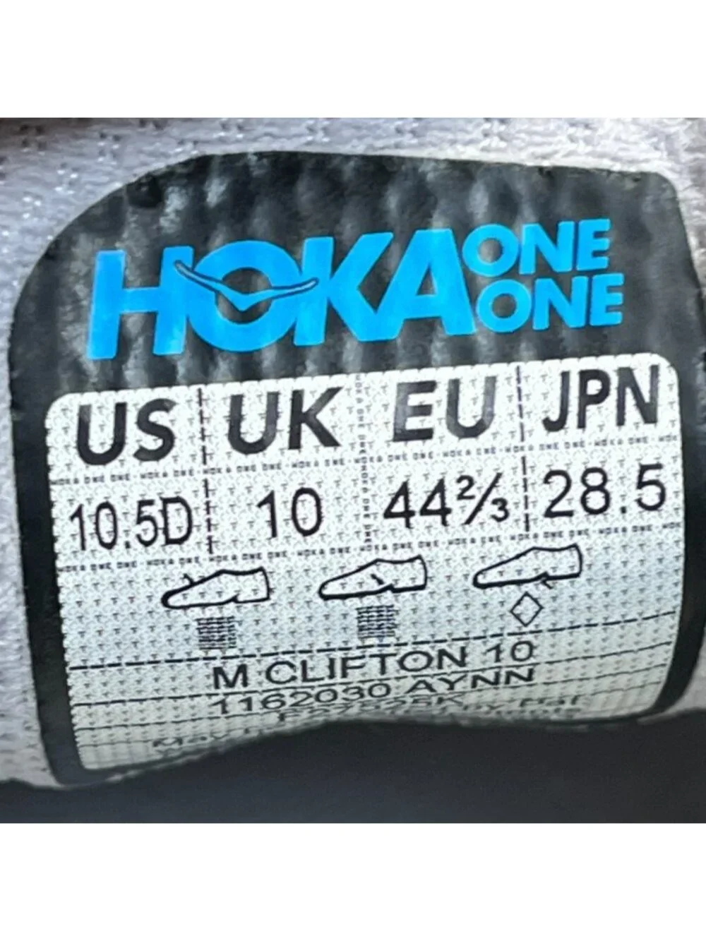 Hoka One One Clifton 10 Mens Size 10.5 Ash Gray Athletic Running Shoes Sneakers